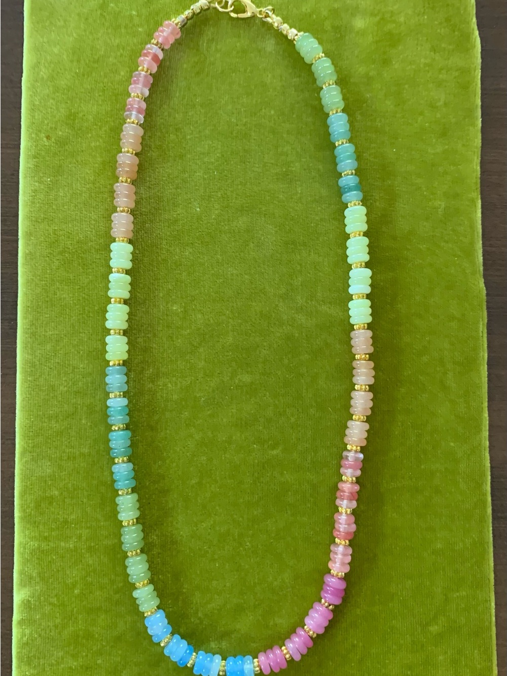 Sherbet Multicolor Beaded Necklace with Gold Accents - Women Jewelry